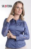CAMISA C/ DETALHE RENDA E NERVURA NAS COSTAS